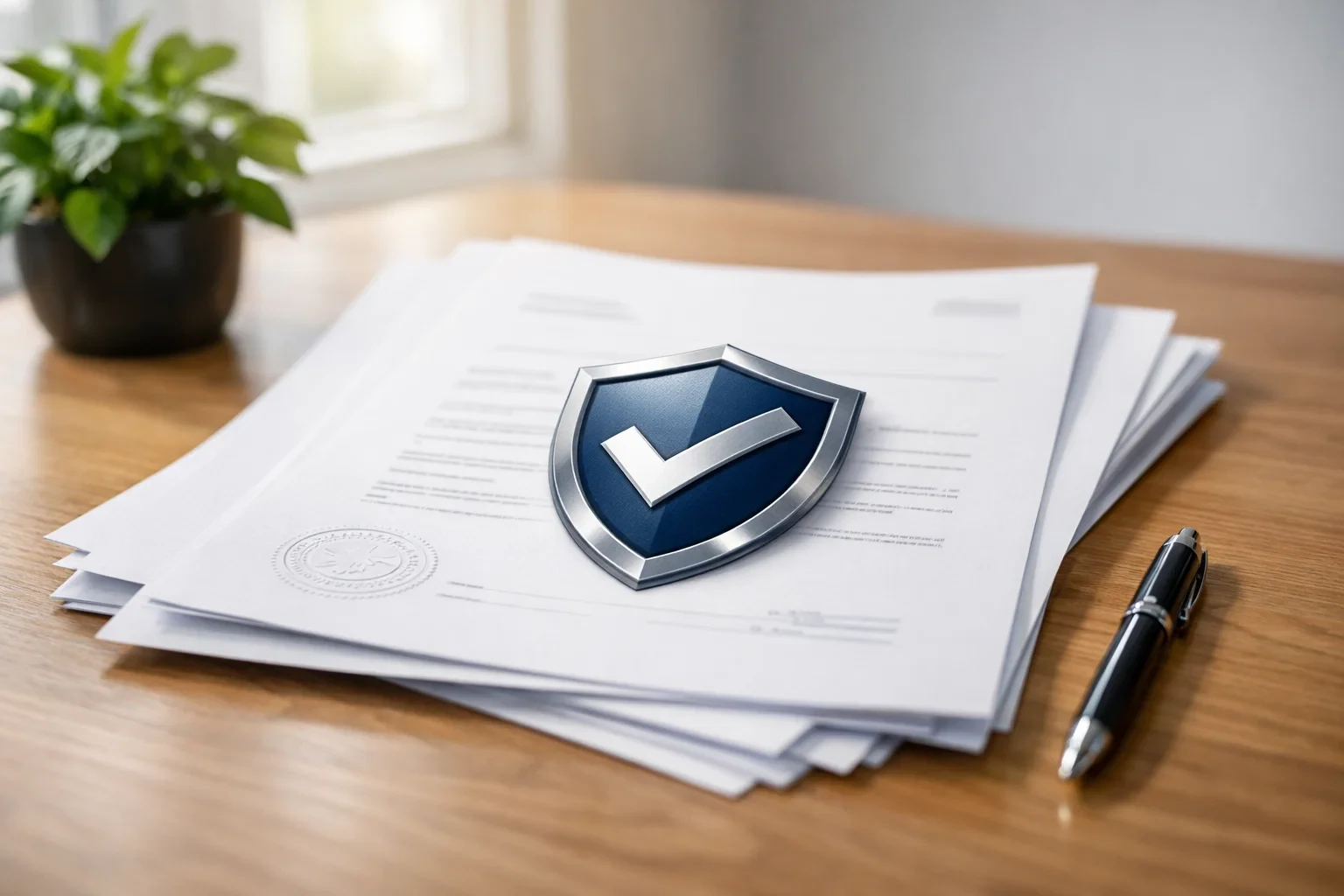 Officieel document met veiligheidsschild symbool voor betrouwbaarheid