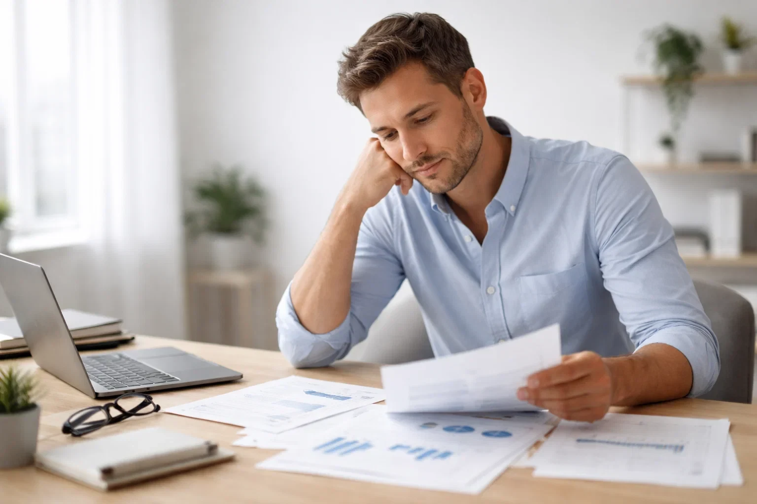 Gefrustreerde wedder leert van gemaakte fouten met documenten op tafel